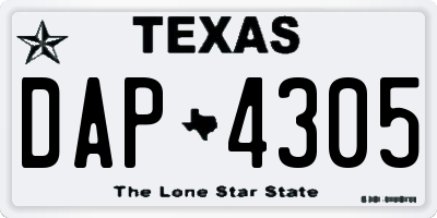 TX license plate DAP4305