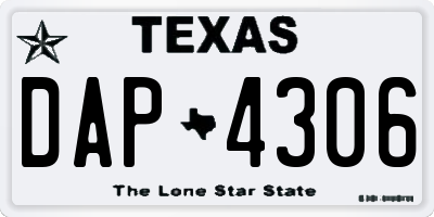 TX license plate DAP4306