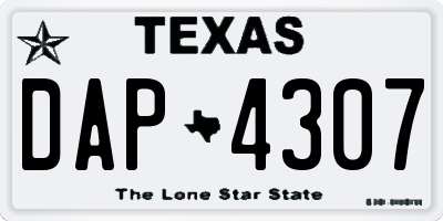 TX license plate DAP4307