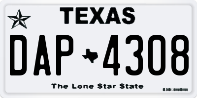 TX license plate DAP4308