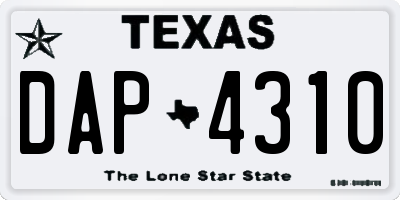 TX license plate DAP4310