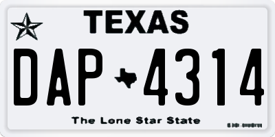 TX license plate DAP4314