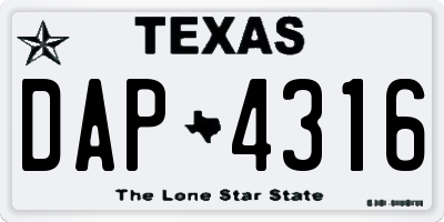 TX license plate DAP4316