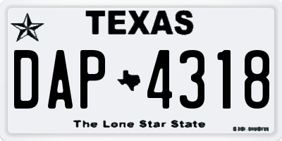 TX license plate DAP4318