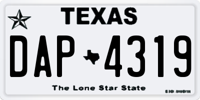TX license plate DAP4319