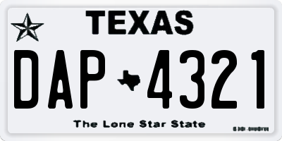 TX license plate DAP4321