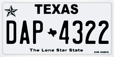 TX license plate DAP4322