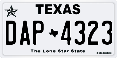 TX license plate DAP4323