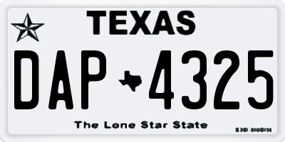 TX license plate DAP4325