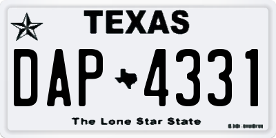 TX license plate DAP4331