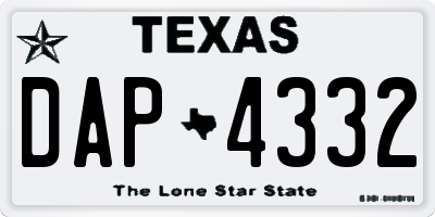 TX license plate DAP4332