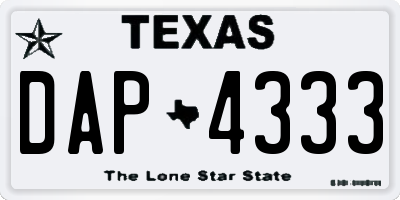 TX license plate DAP4333