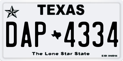 TX license plate DAP4334