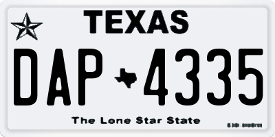 TX license plate DAP4335