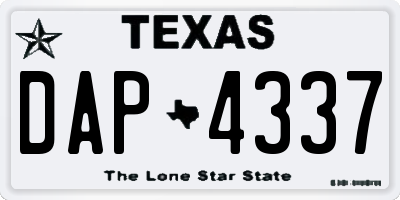 TX license plate DAP4337