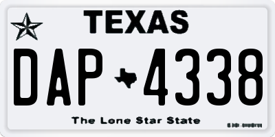 TX license plate DAP4338