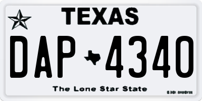 TX license plate DAP4340