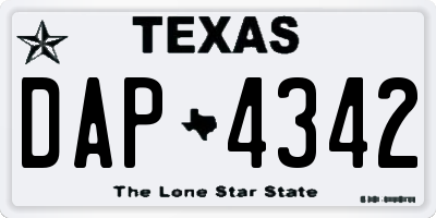 TX license plate DAP4342