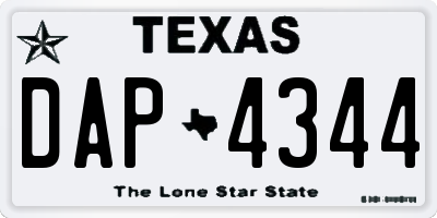 TX license plate DAP4344