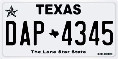 TX license plate DAP4345