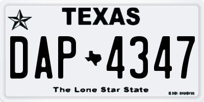 TX license plate DAP4347