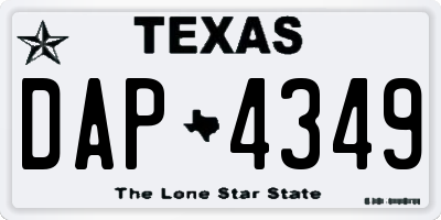 TX license plate DAP4349