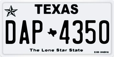 TX license plate DAP4350