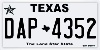 TX license plate DAP4352