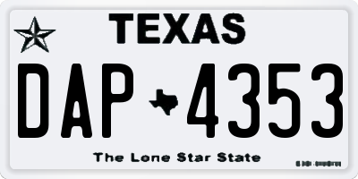 TX license plate DAP4353