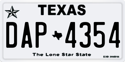 TX license plate DAP4354