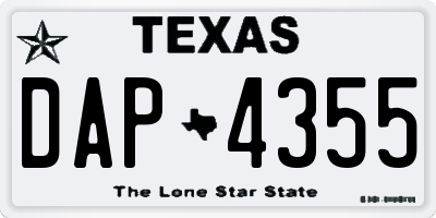 TX license plate DAP4355