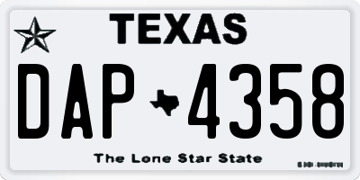 TX license plate DAP4358
