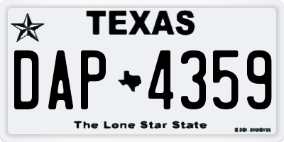 TX license plate DAP4359