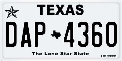 TX license plate DAP4360