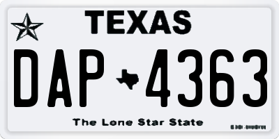 TX license plate DAP4363