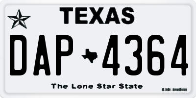 TX license plate DAP4364