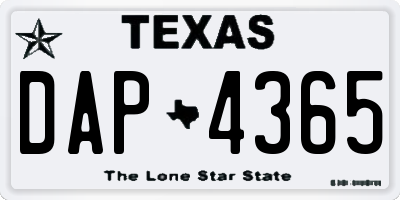TX license plate DAP4365