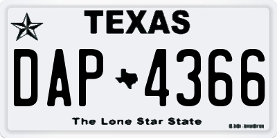 TX license plate DAP4366