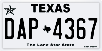 TX license plate DAP4367