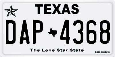 TX license plate DAP4368