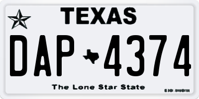 TX license plate DAP4374