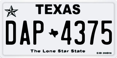 TX license plate DAP4375