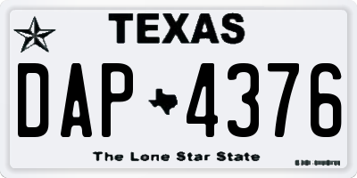 TX license plate DAP4376