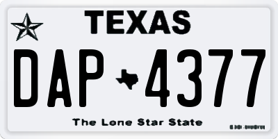 TX license plate DAP4377