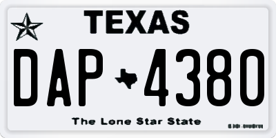 TX license plate DAP4380
