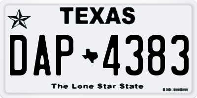 TX license plate DAP4383