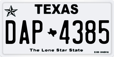 TX license plate DAP4385