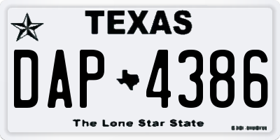 TX license plate DAP4386
