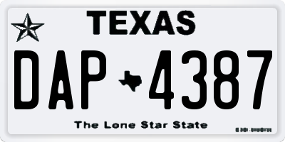 TX license plate DAP4387