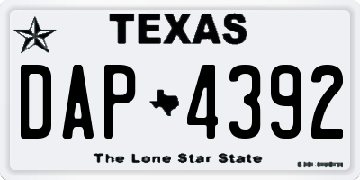 TX license plate DAP4392